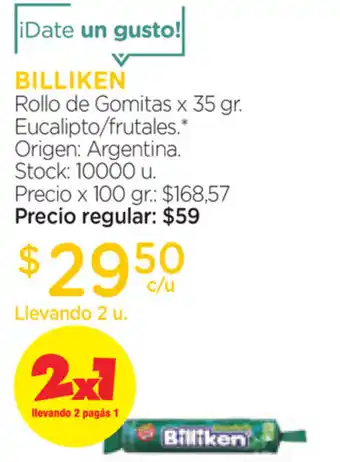 Farmacity Billiken Rollo de Gormitas x 35gr oferta