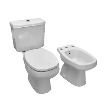 Merlino Juego monaco roca 4 piezas inodoro largo, depósito, bidet, tapa roca amortiguada blanco hm urea oferta