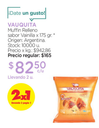 Vauquita Muffin Relleno sabor Vainilla x 175gr