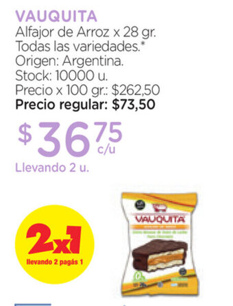 Farmacity Vauquita Alfajor de Arroz x 28gr oferta