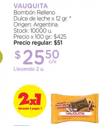 Farmacity Vauquita Bombón Relleno Dulce de leche x 12gr oferta