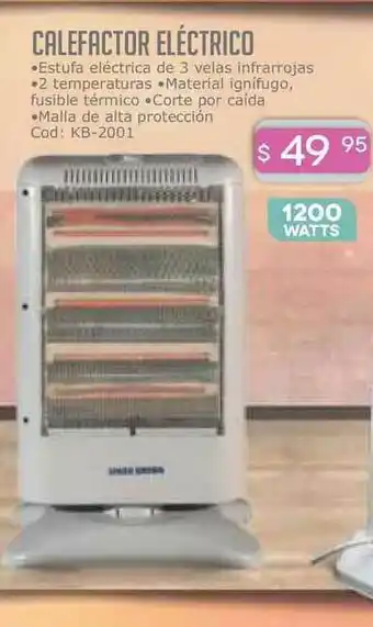 Cuotas del Sur Calefactor Eléctrico Kb-2001 1200 Watts oferta