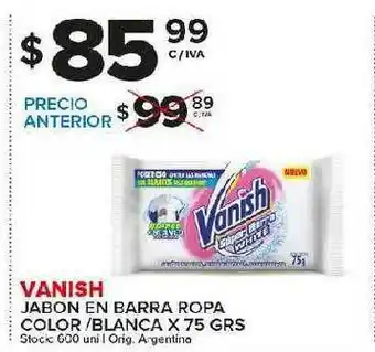 Carrefour Maxi Vanish Jabon En Barra Ropa Color Blanca x 75grs oferta