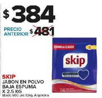 Carrefour Maxi Skip Jabon En Polvo Baja Espuma x 2.5kg oferta