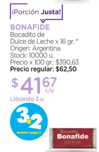 Farmacity Bonafide Bocadito de Dulce de Leche x16gr oferta
