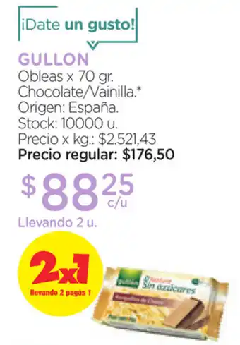 Farmacity Gullon Obleas Chocolate/Vainilla x70gr oferta