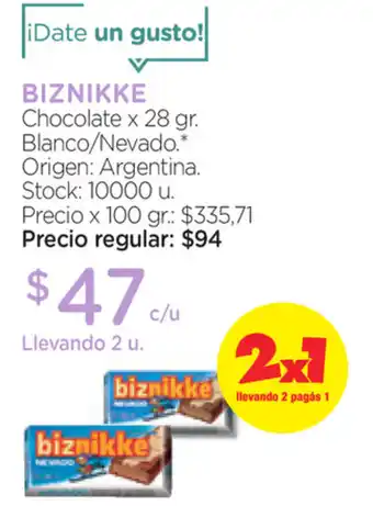 Farmacity Biznikke Chocolate x 28gr oferta