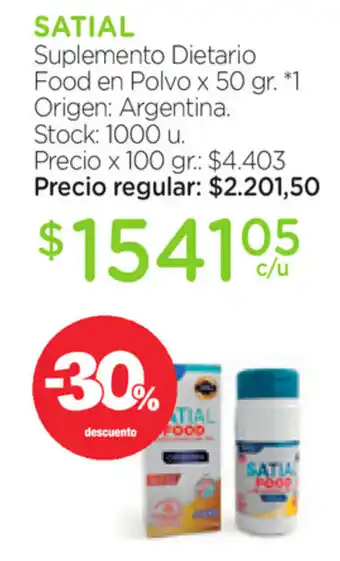 Farmacity Satial Suplemento Dietario Food en Polvo x 50 gr oferta