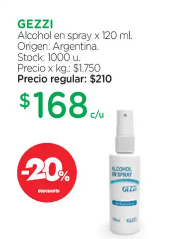 Farmacity Gezzi Alcohol en spray x 120ml oferta