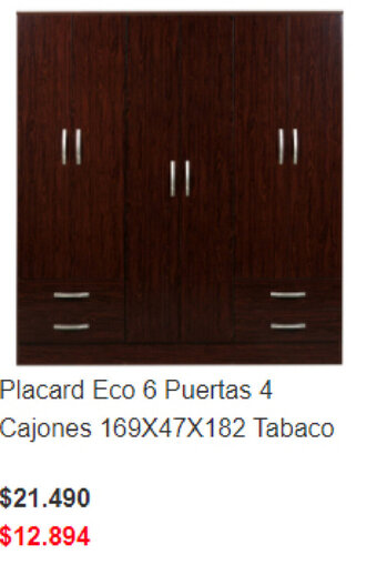 Easy Placard Eco 6 Puertas 4 Cajones 169x47x182 Tabaco oferta