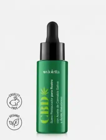 Suero restaurador para rostro con aceite de cannabis sativa y acido hialuronico cbd