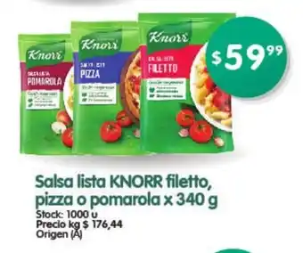 Supermercados Buenos Días Knorr Salsa lista filleto pizza o pomarola x 340g oferta