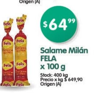 Supermercados Buenos Días Fela Salame Milán x 100g oferta