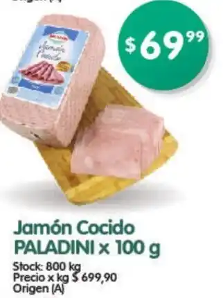 Supermercados Buenos Días Paladini Jamón Cocido x 100g oferta