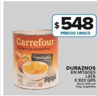 Carrefour Maxi Duraznos en mitades carrefour 820g oferta