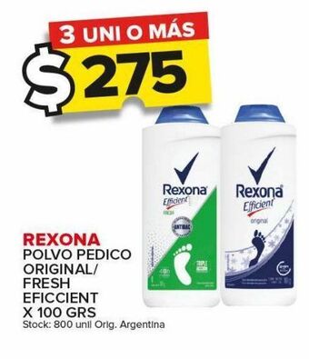 Carrefour Maxi Polvo pedico rexona efficient original/fresh x 100g oferta