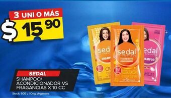 Carrefour Maxi Shampoo/acondicionador sedal vs fragancias x 10cc oferta