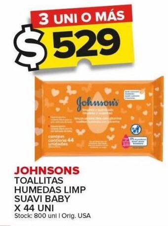 Carrefour Maxi Toallitas húmedas para bebé johnson's baby x 44uni oferta