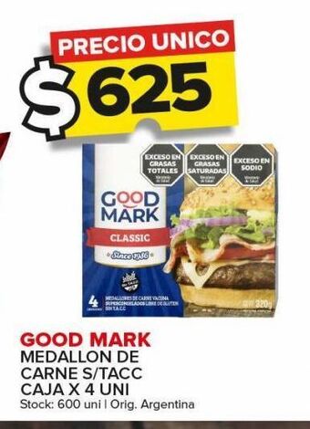 Carrefour Maxi Medallón de carne good mark s/ tacc caja x 4u oferta