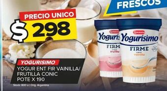 Carrefour Maxi Yogur yogurísimo ent fir vainilla/frutilla conic pote x 190g oferta
