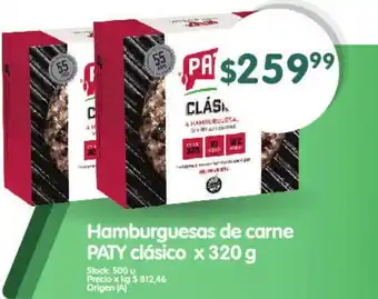 Supermercados Buenos Días Paty Clásico Hamburguesas de carne x 320g oferta