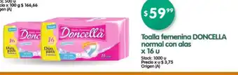 Supermercados Buenos Días Doncella Toalla femenina normal con alas x 16u oferta