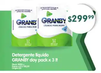 Supermercados Buenos Días Granby doy pack Detergente liquido x 3lt oferta
