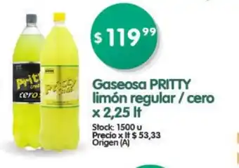 Supermercados Buenos Días Pritty Limón regular/Cero Gaseosa x 2,25lt oferta