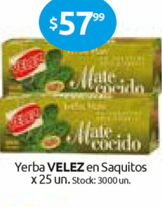 Cordiez Velez Yerba en Saquitos x 25un oferta