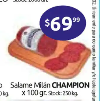 Cordiez Champion Salame Milán x 100 gr oferta