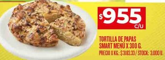 Supermercados DIA TORTILLA DE PAPAS SMART MENÚ X 300 G. oferta