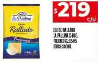 Supermercados DIA QUESO RALLADO LA PAULINA X 40G. oferta