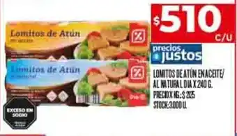 Supermercados DIA LOMITOS DE ATUN ENACEITE/ AL NATURAL DIA X240 G. oferta