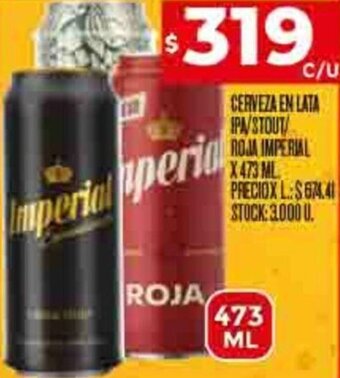 Supermercados DIA CERVEZA EN LATA IPA/STOUT ROJA IMPERIAL X 473 ML oferta