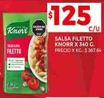 Supermercados DIA SALSA FILETTO KNORR X 340 G oferta