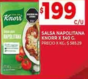Supermercados DIA SALSA NAPOLITANA KNORR X 340 G. oferta