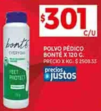 Supermercados DIA POLVO PEDICO BONTÉ X 120 G. oferta