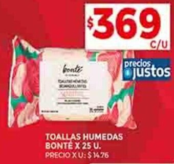 Supermercados DIA TOALLAS HUMEDAS BONTÉ X 25 U. oferta