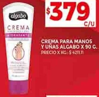 Supermercados DIA CREMA PARA MANOS Y UÑAS ALGABO X 90 G. oferta