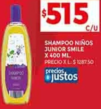 Supermercados DIA SHAMPOO NIÑOS JUNIOR SMILE X 400 ML. oferta