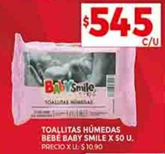Supermercados DIA TOALLITAS HÚMEDAS BEBE BABY SMILE X 50 U. oferta
