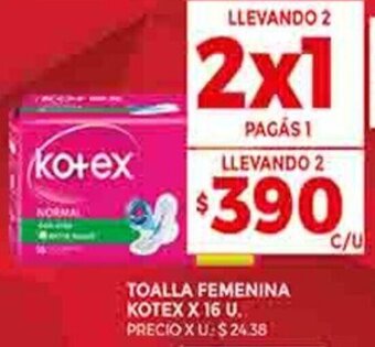 Supermercados DIA TOALLA FEMENINA KOTEX X 16 U. oferta