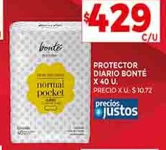 Supermercados DIA PROTECTOR DIARIO BONTÉ X 40 U. oferta