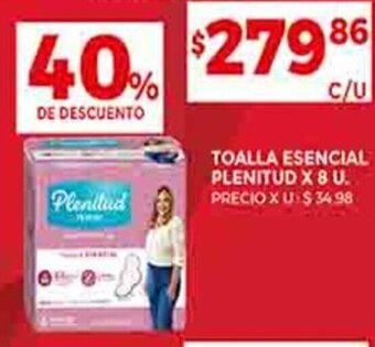 Supermercados DIA TOALLA ESENCIAL PLENITUD X 8 U. oferta