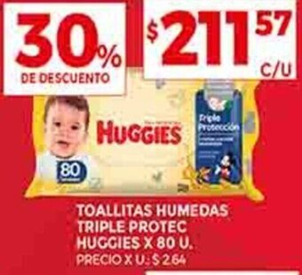Supermercados DIA TOALLITAS HUMEDAS TRIPLE PROTEC HUGGIES X 80 U. oferta