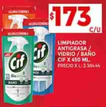 Supermercados DIA LIMPIADOR ANTIGRASA/ VIDRIO/BAÑO CIF X 450 ML oferta