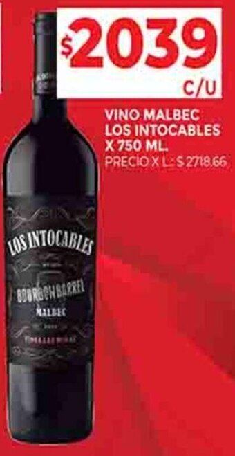 Supermercados DIA VINO MALBEC LOS INTOCABLES X 750 ML. oferta