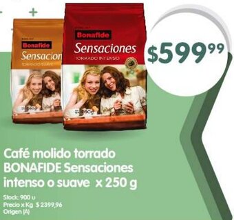 Supermercados Buenos Días Café molido torrado BONAFIDE Sensaciones intenso o suave x 250 g oferta