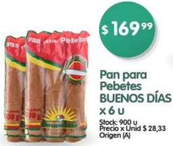 Supermercados Buenos Días Pan para Pebetes BUENOS DÍAS x 6 u oferta