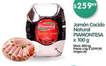 Supermercados Buenos Días Jamón Cocido Natural PIAMONTESA x 100 g oferta